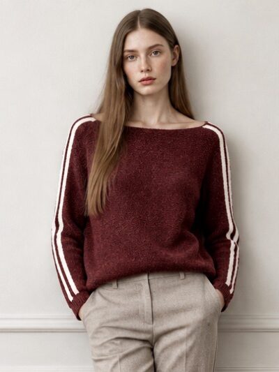 Pull fluffy Stripes | Burgundi